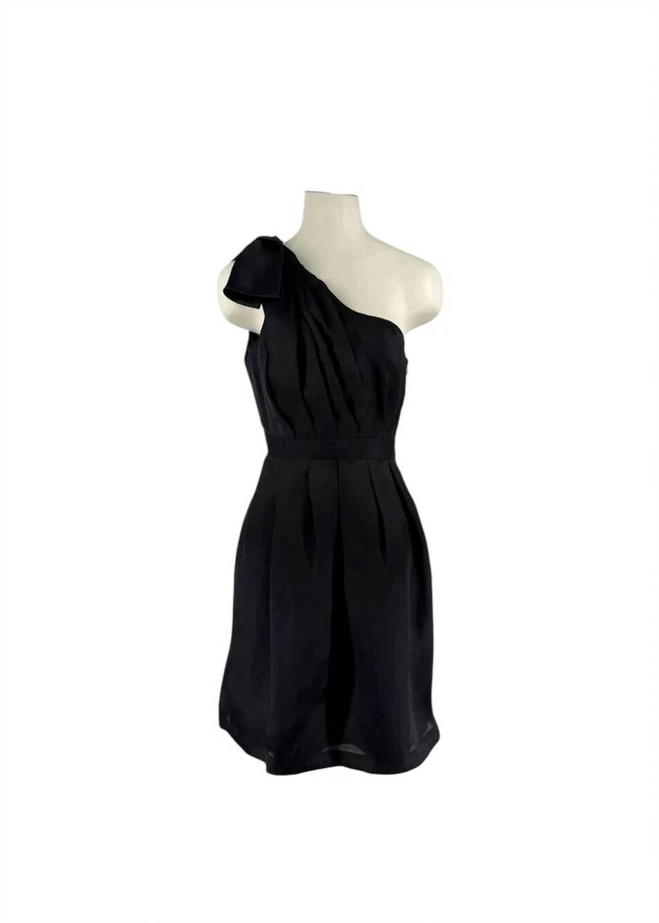 NEW KARA JANX women's bailey one shoulder bow mini dress in black